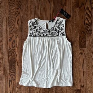 Gibson cream embroidered tank, size M